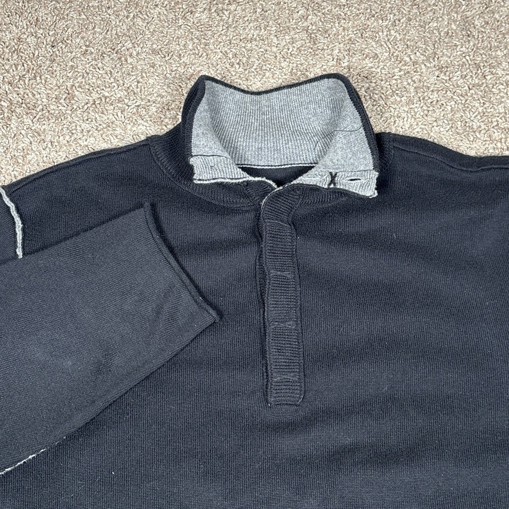 Carbon 2 Cobalt Sweater Cashmere Blend Men's Large Black 1/4 Button